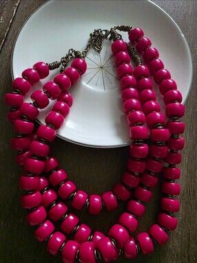 Fuchsia 3 strand Necklace